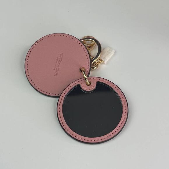 Coach Keychain Keyfob Signature CC Logo Mirror Khaki pink - Picture 4 of 5